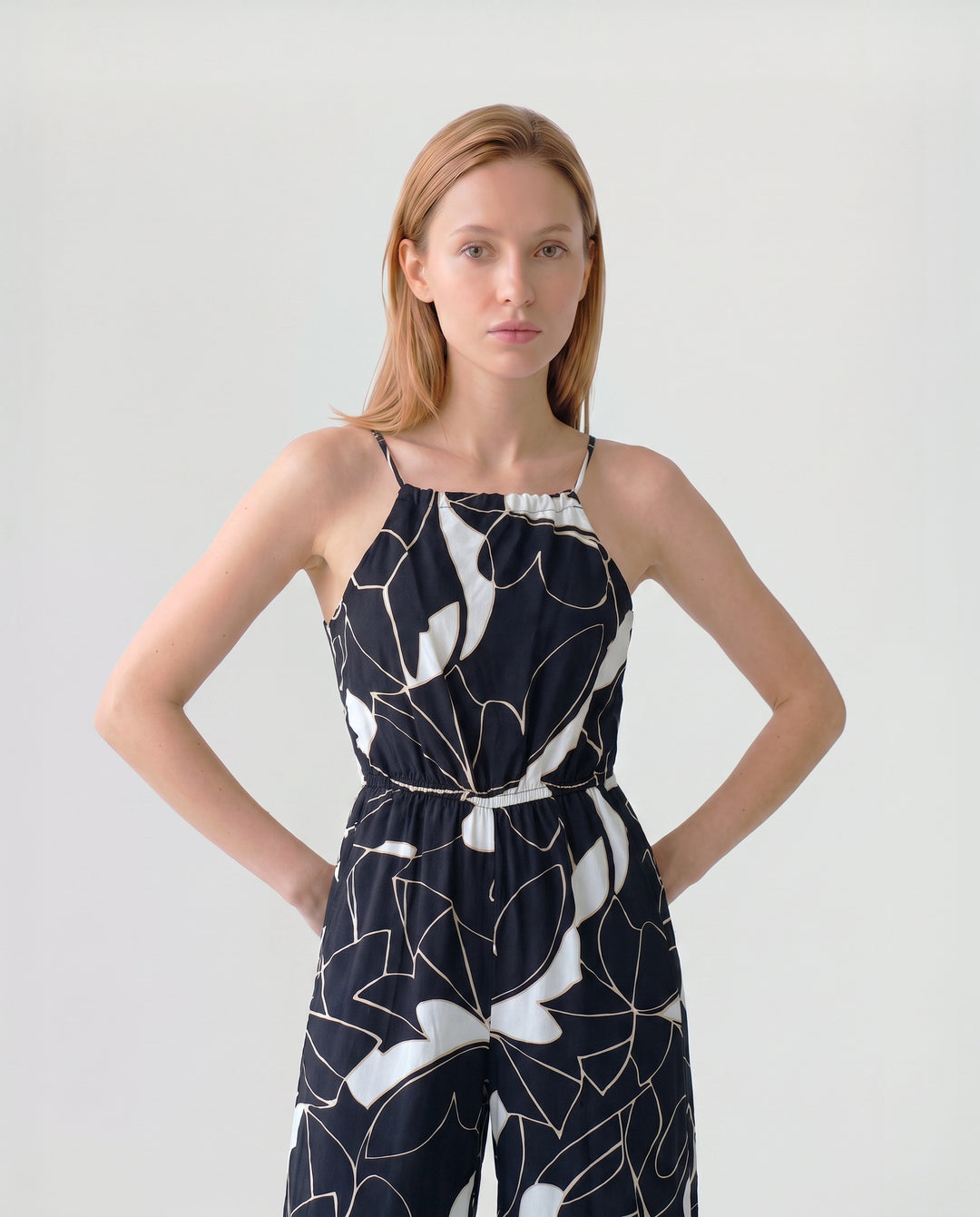 Enterito Mujer Pilar Estampado Negro Ludovica