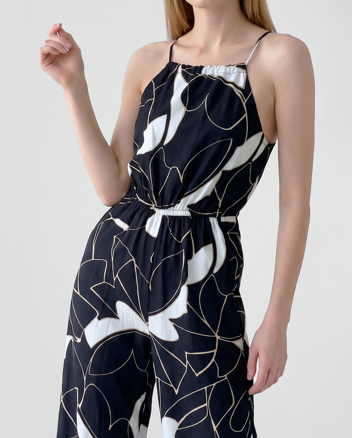 Enterito Mujer Pilar Estampado Negro Ludovica