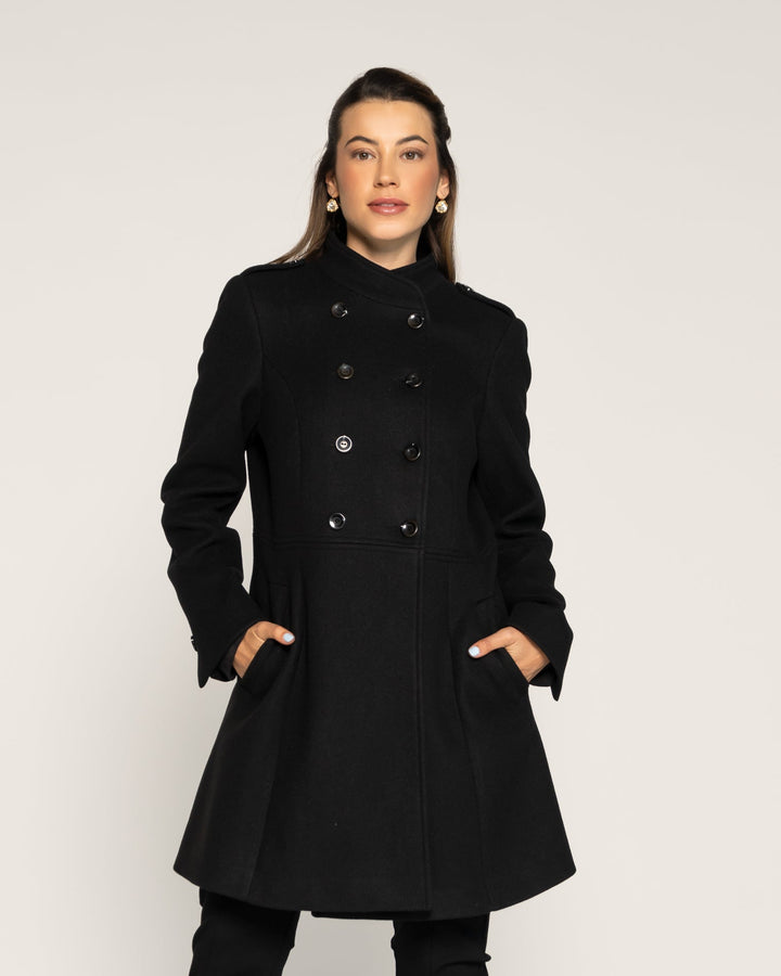 Abrigo Teodora Negro Cuello Alto Ludovica
