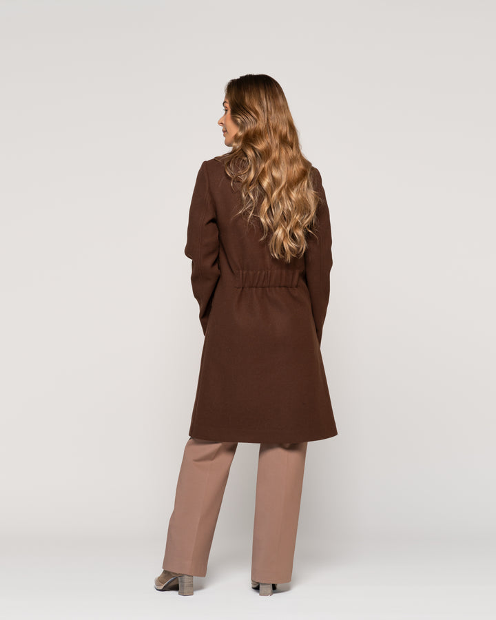 Abrigo Café Evasé Solapa Manga Larga Ludovica