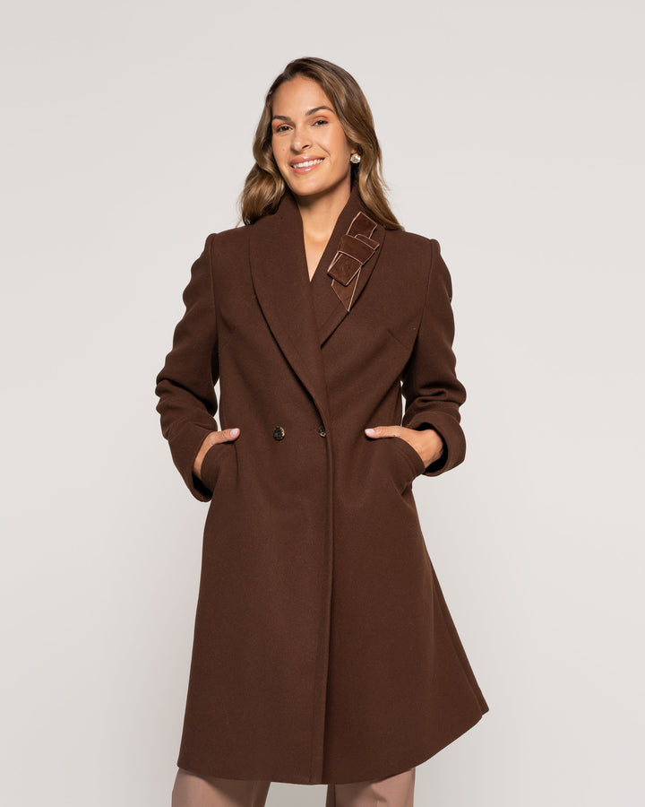 Abrigo Café Evasé Solapa Manga Larga Ludovica