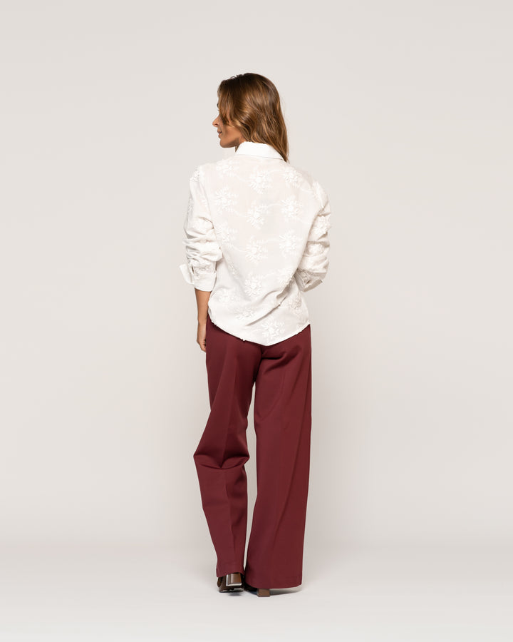Blusa Matilde Crudo Ajustada Cuello V Manga Larga Ludovica
