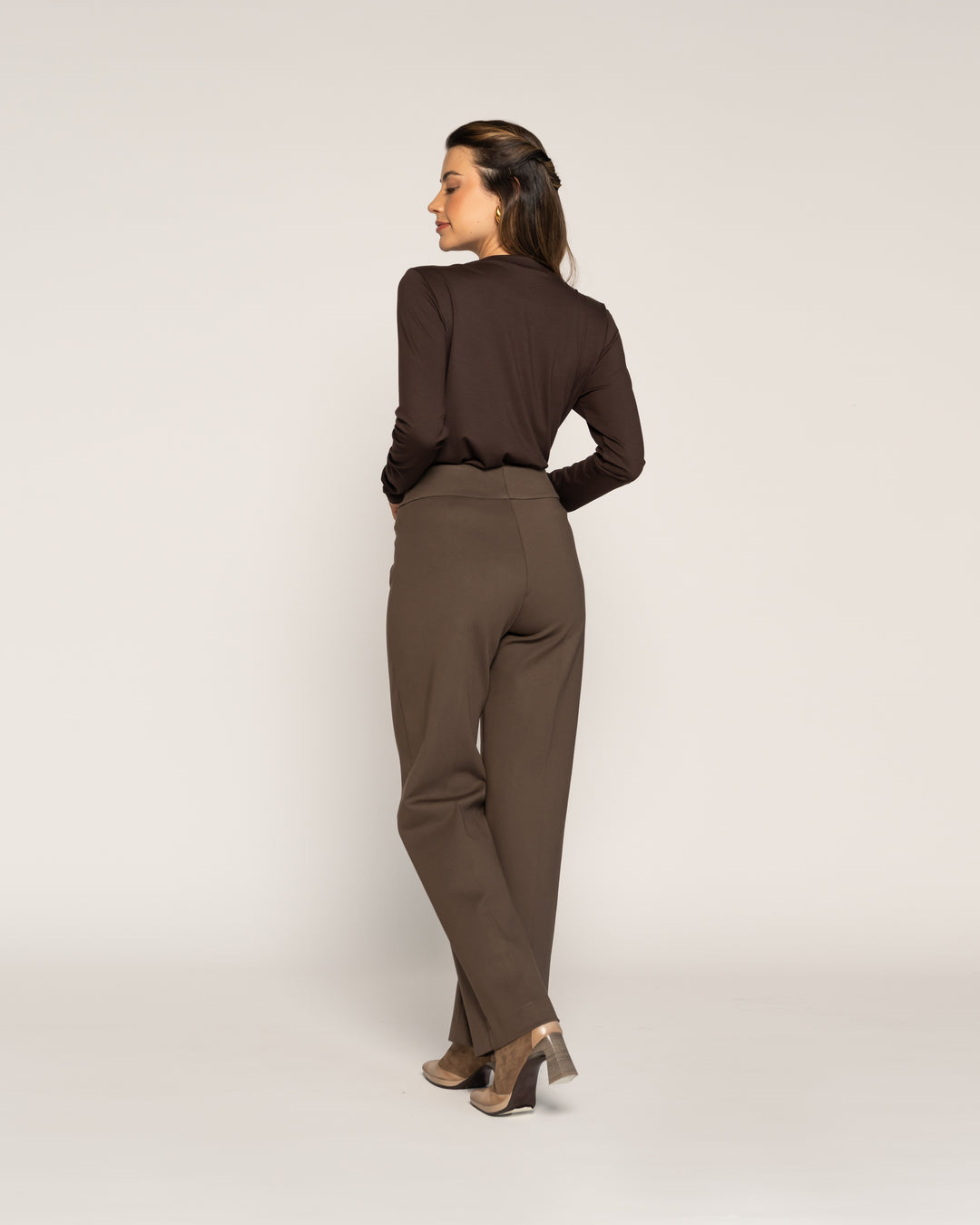 Polera Vera Moro Cuello redondo Manga larga Ajustada Puño ajustado Mujer