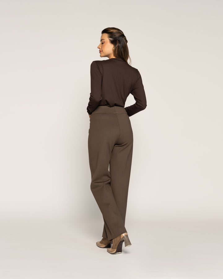 Polera Vera Moro Cuello redondo Manga larga Ajustada Puño ajustado Mujer