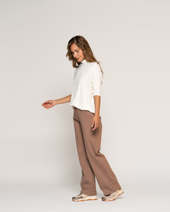 Polera Emily Crudo Ajustada Cuello Alto Manga 3/4 Ludovica