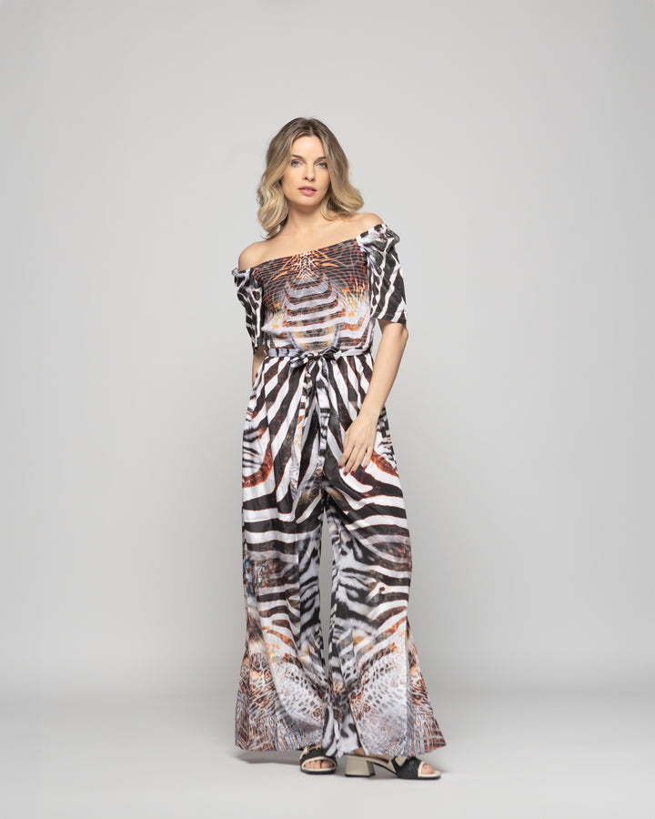 Enterito Mujer Amapola Manga Corta Largo Animal Print Ludovica