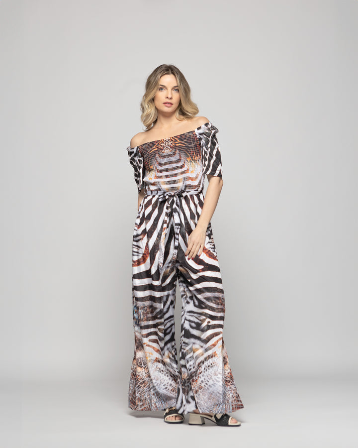Enterito Mujer Amapola Manga Corta Largo Animal Print Ludovica