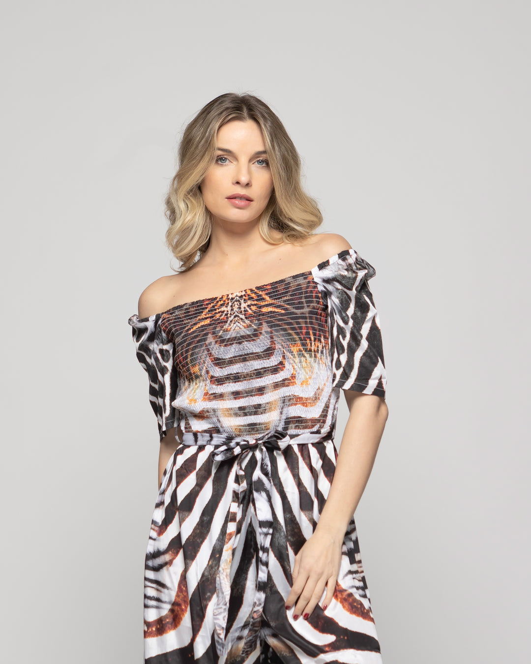 Enterito Mujer Amapola Manga Corta Largo Animal Print Ludovica