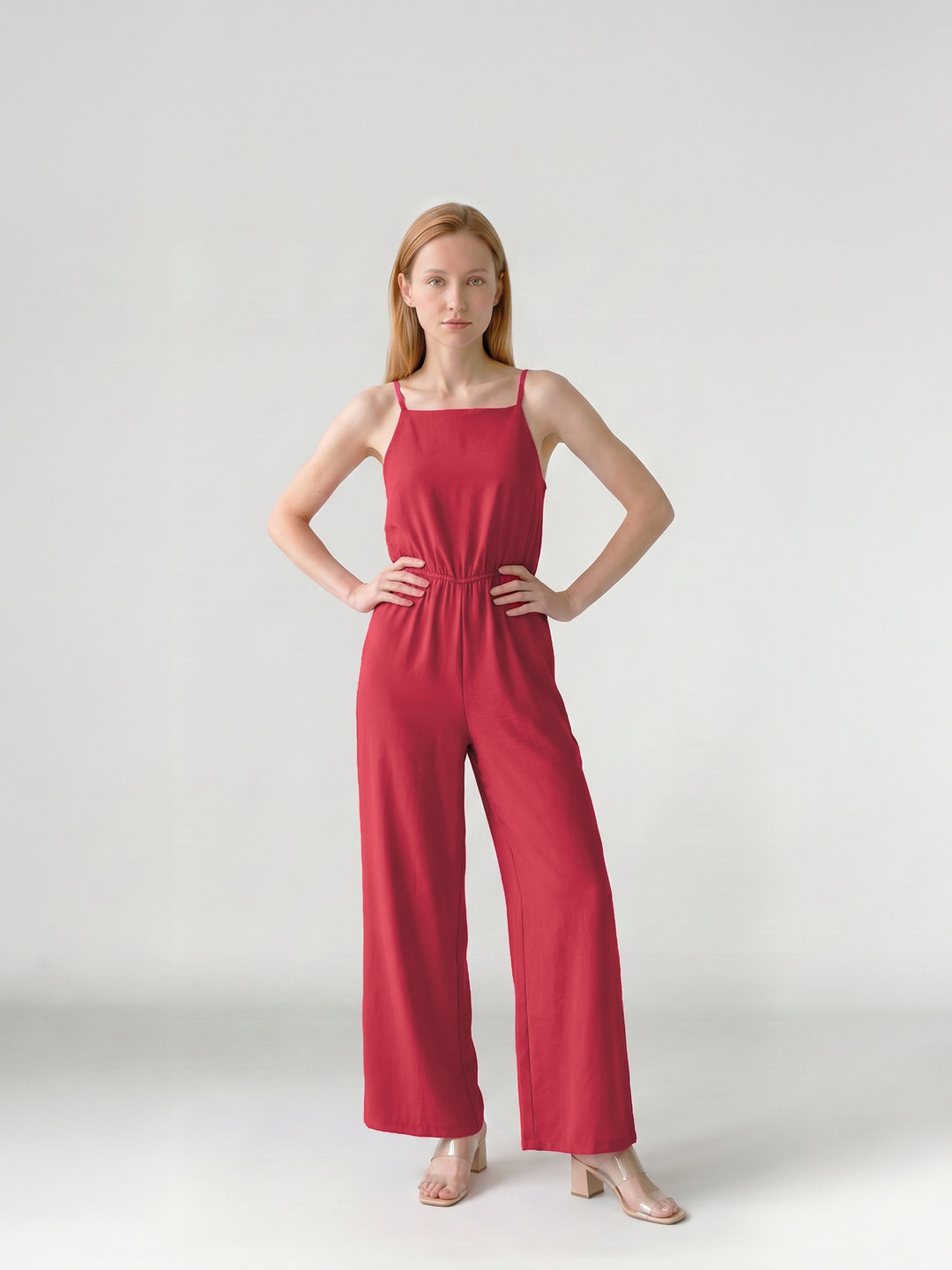 Enterito Mujer Isabella Escote Recto Rojo Ludovica