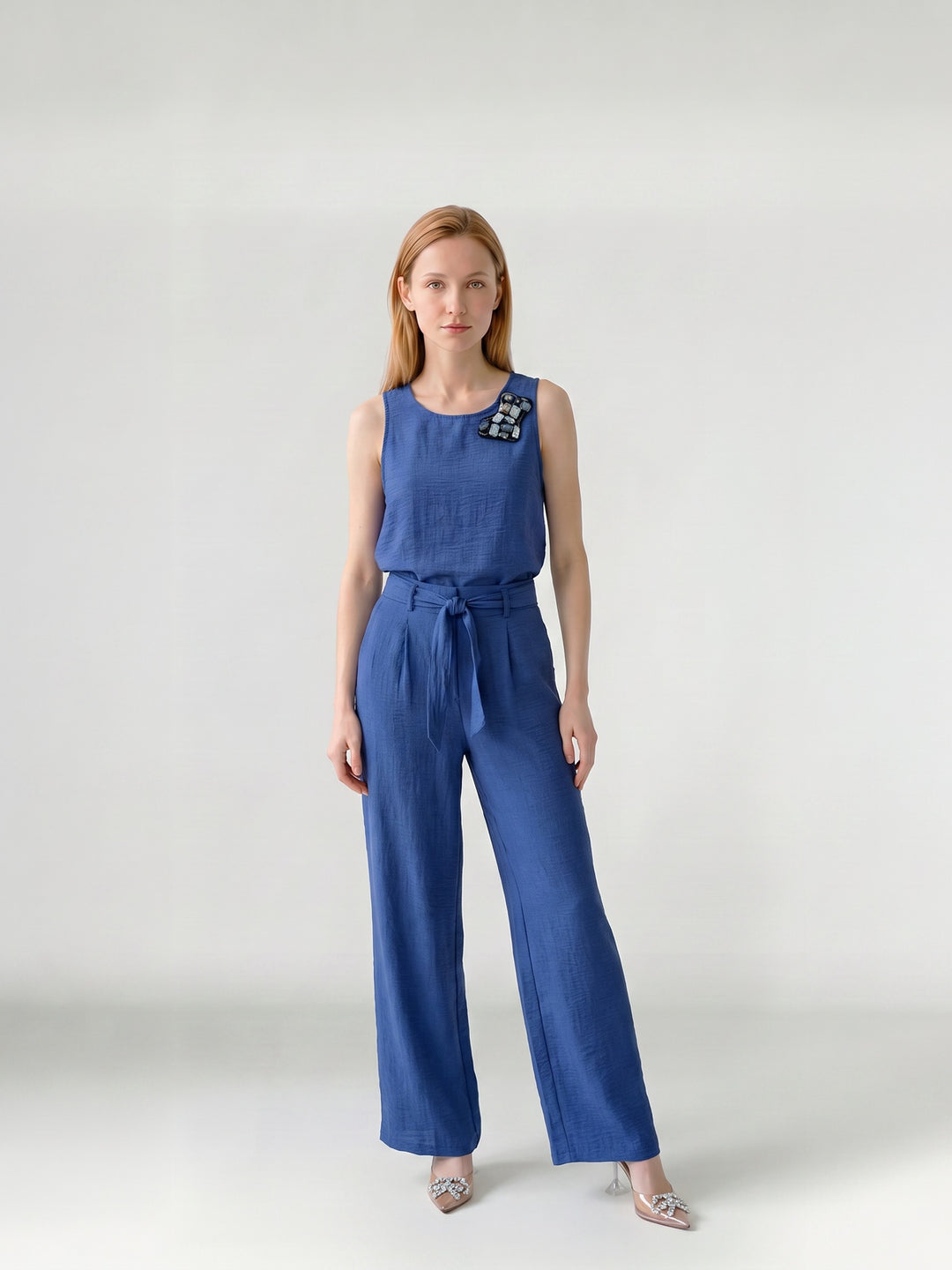 Blusa Mujer Emilia Aplicación Azul Ludovica