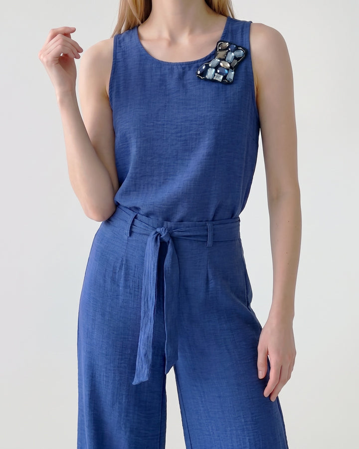 Blusa Mujer Emilia Aplicación Azul Ludovica