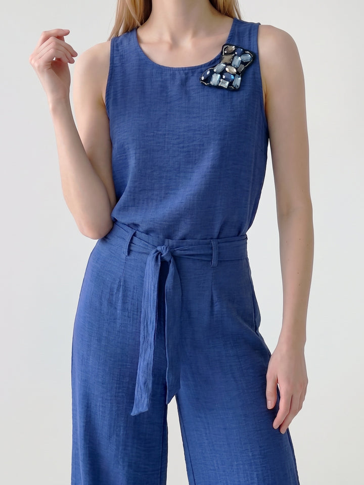 Blusa Mujer Emilia Aplicación Azul Ludovica