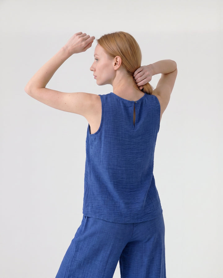 Blusa Mujer Emilia Aplicación Azul Ludovica