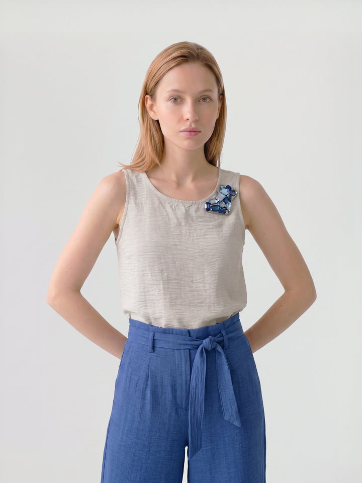 Blusa Mujer Emilia Aplicación Sand Ludovica