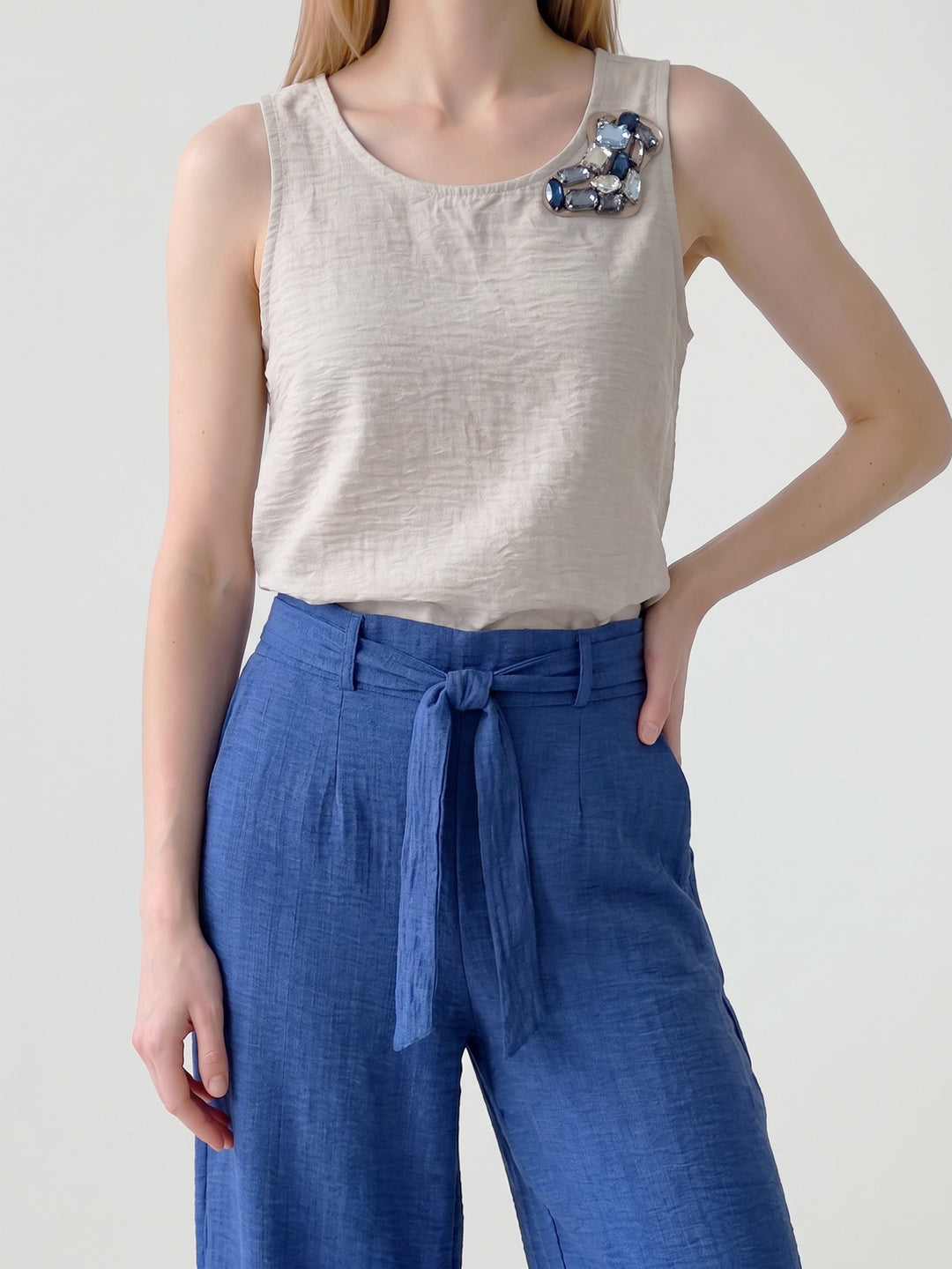 Blusa Mujer Emilia Aplicación Sand Ludovica