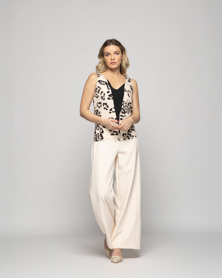 Blusa Mujer Begonia Sin Mangas Escote V Animal Print Ludovica