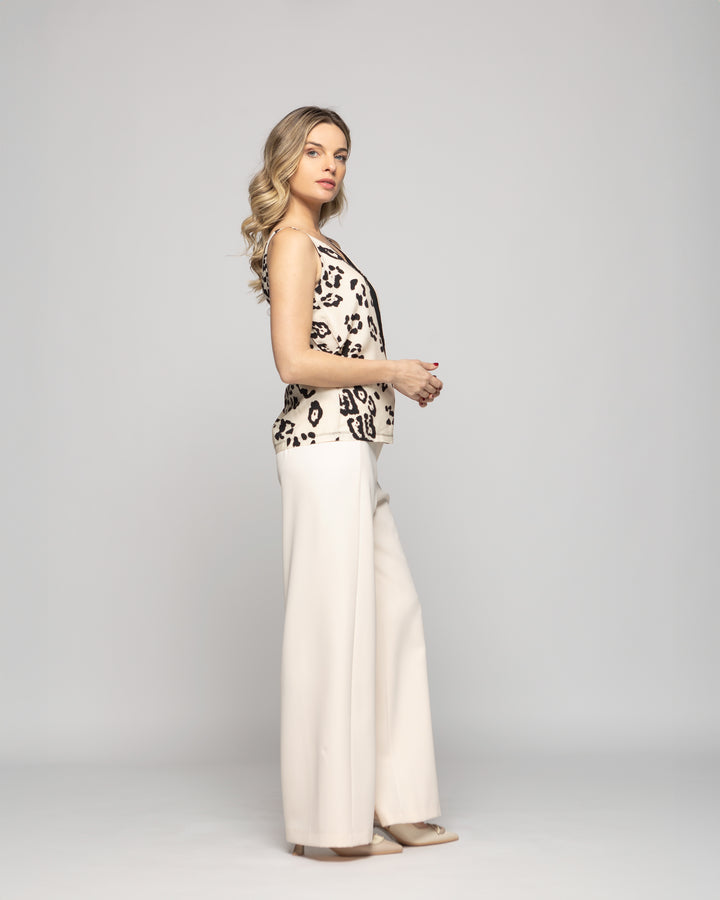 Blusa Mujer Begonia Sin Mangas Escote V Animal Print Ludovica