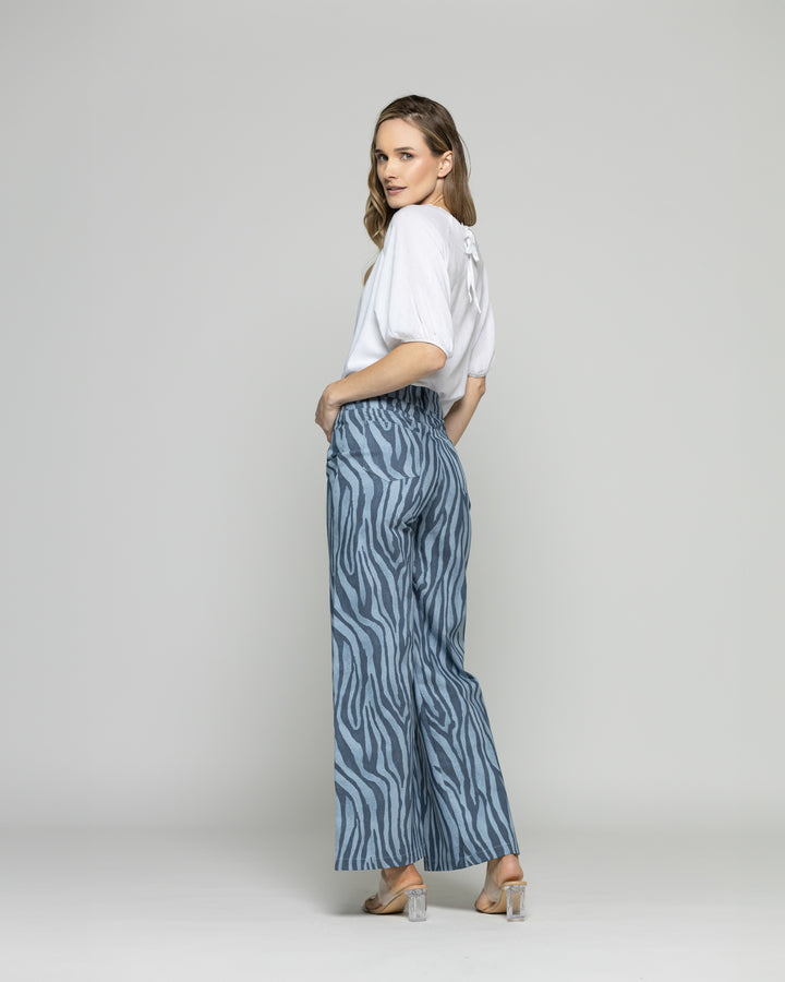 Blusa Mujer Bromelia Manga Globo Escote Redondo Blanca Crudo Ludovica