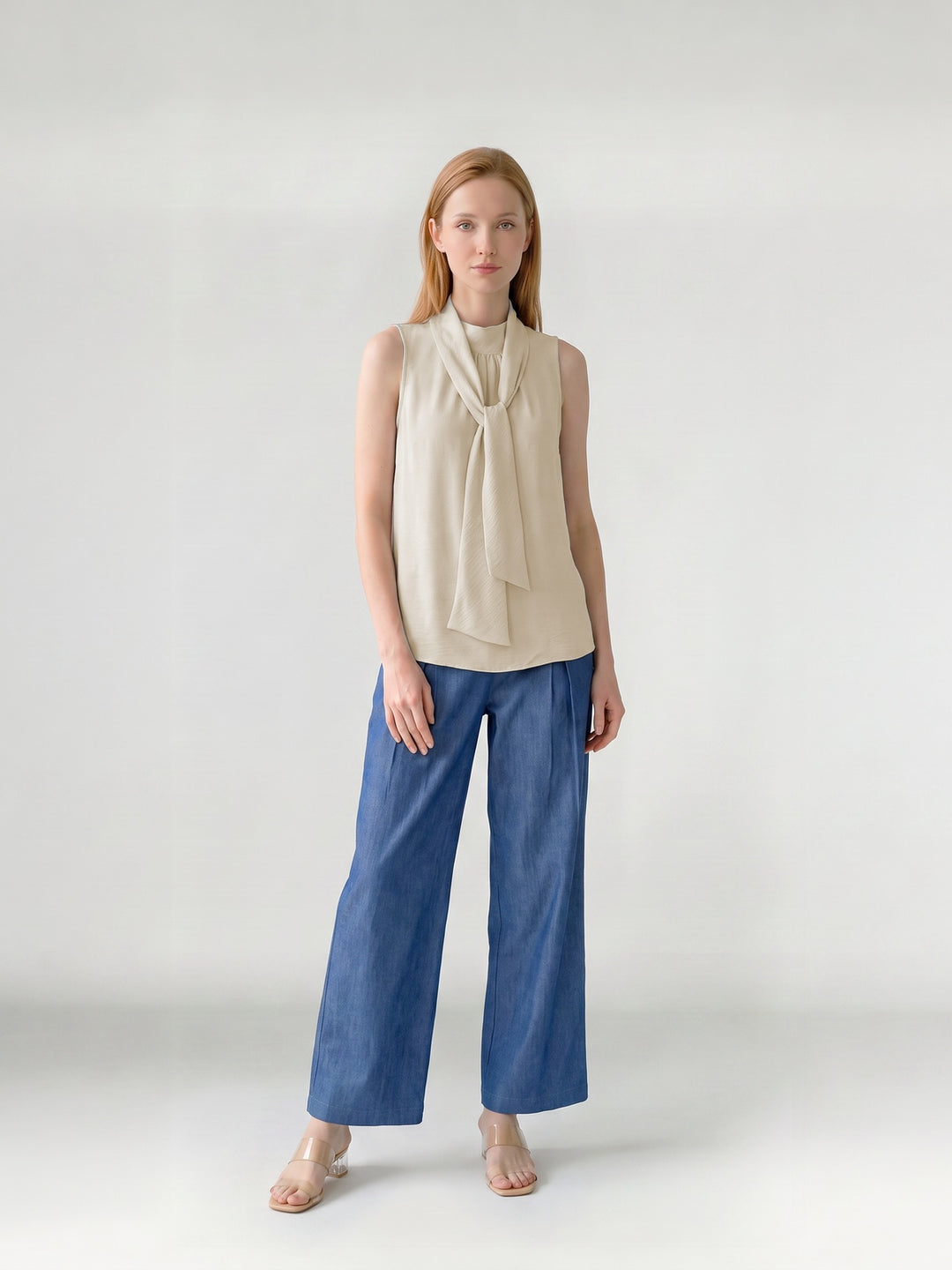 Blusa Mujer Olivia con Lazo Sand Ludovica