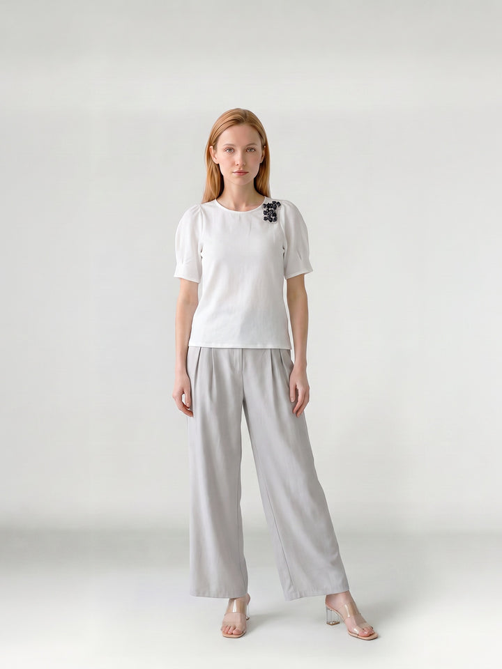 Blusa Mujer Aurora Manga Globo Blanco Ludovica