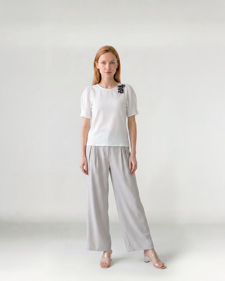 Blusa Mujer Aurora Manga Globo Blanco Ludovica