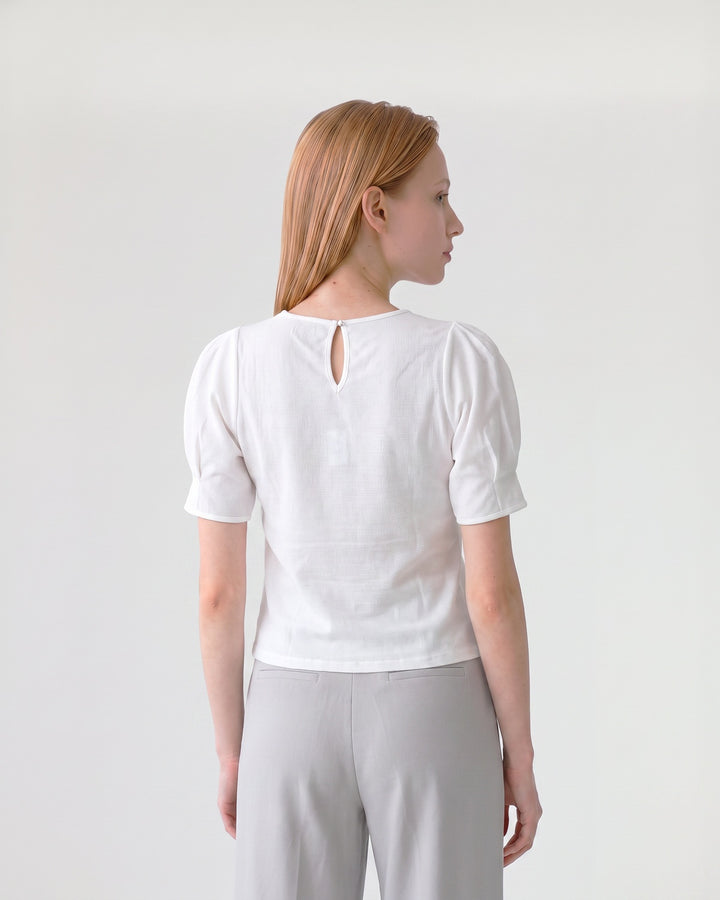 Blusa Mujer Aurora Manga Globo Blanco Ludovica