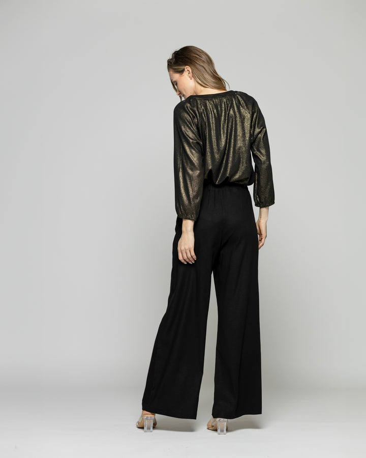 Blusa Mujer Camelia Viscosa Escote V Manga Larga Metalizada Ludovica