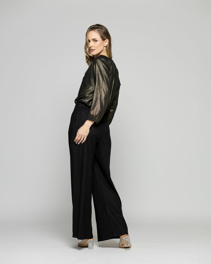 Blusa Mujer Camelia Viscosa Escote V Manga Larga Metalizada Ludovica