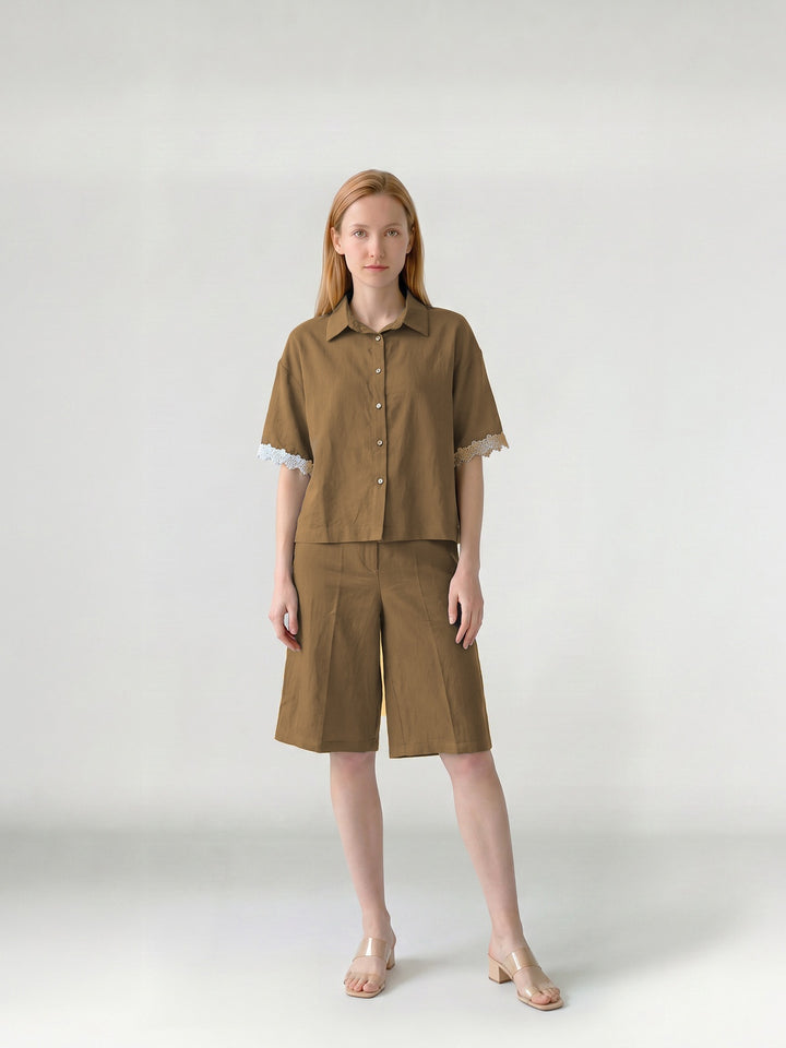 Blusa Mujer Mía Bordada Chocolate Ludovica