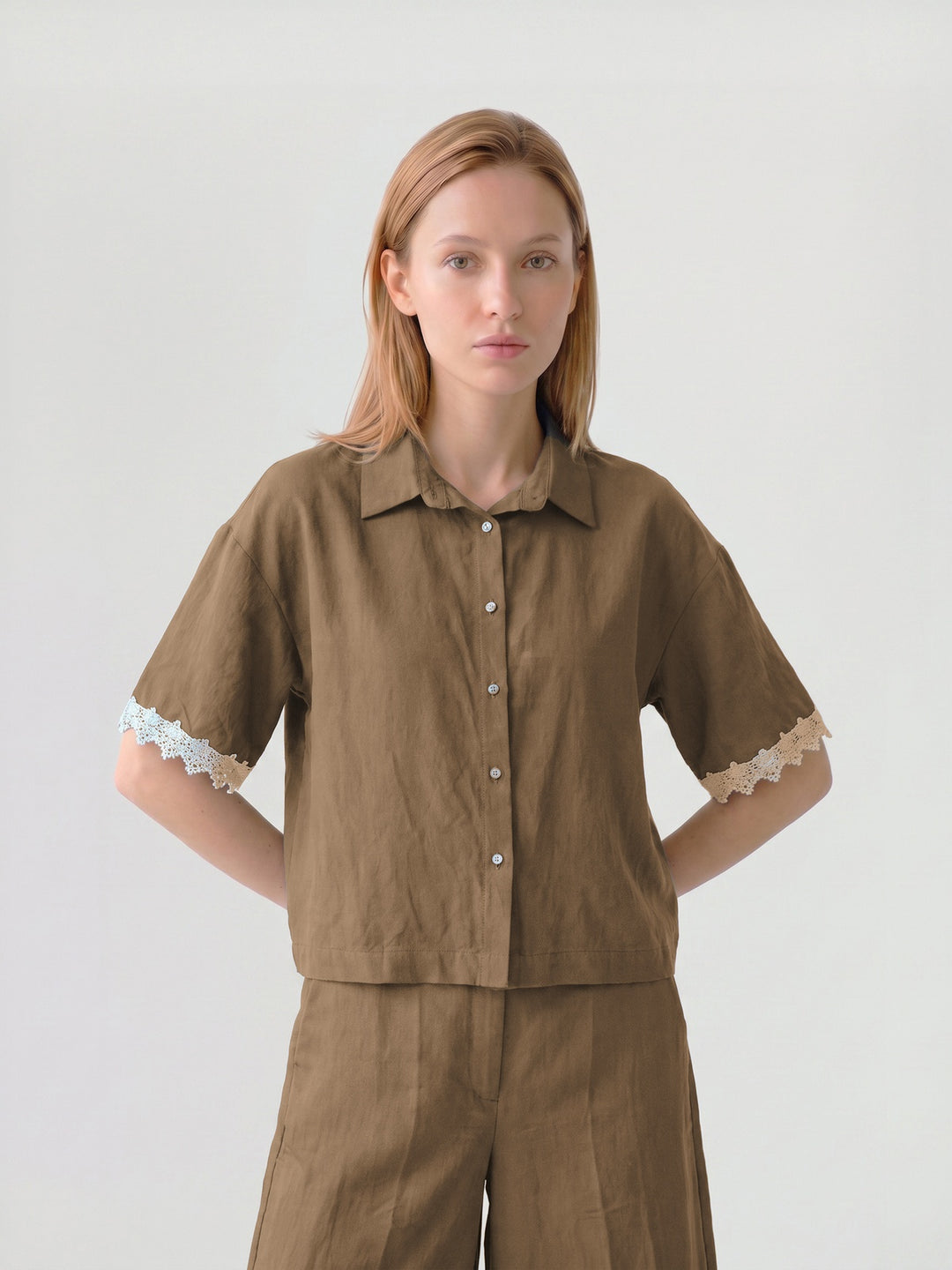 Blusa Mujer Mía Bordada Chocolate Ludovica