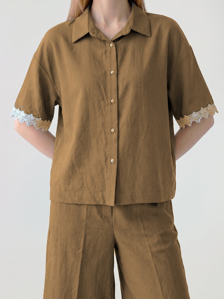 Blusa Mujer Mía Bordada Chocolate Ludovica