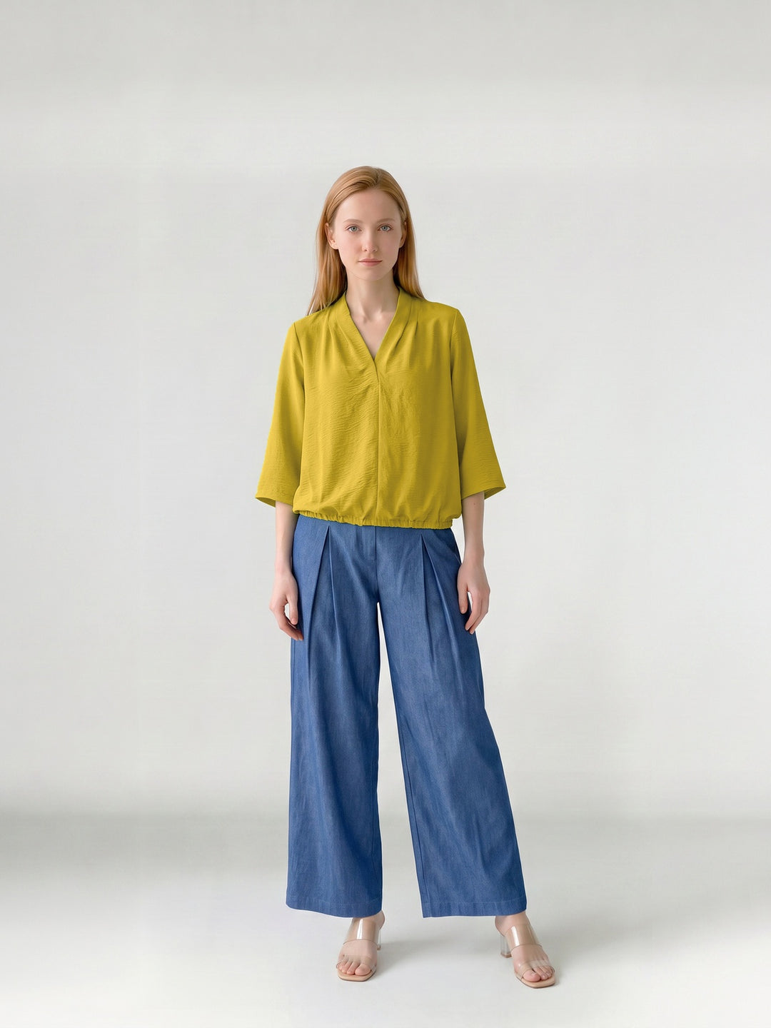 Blusa Mujer Amanda Cuello Plisado Pistacho Ludovica