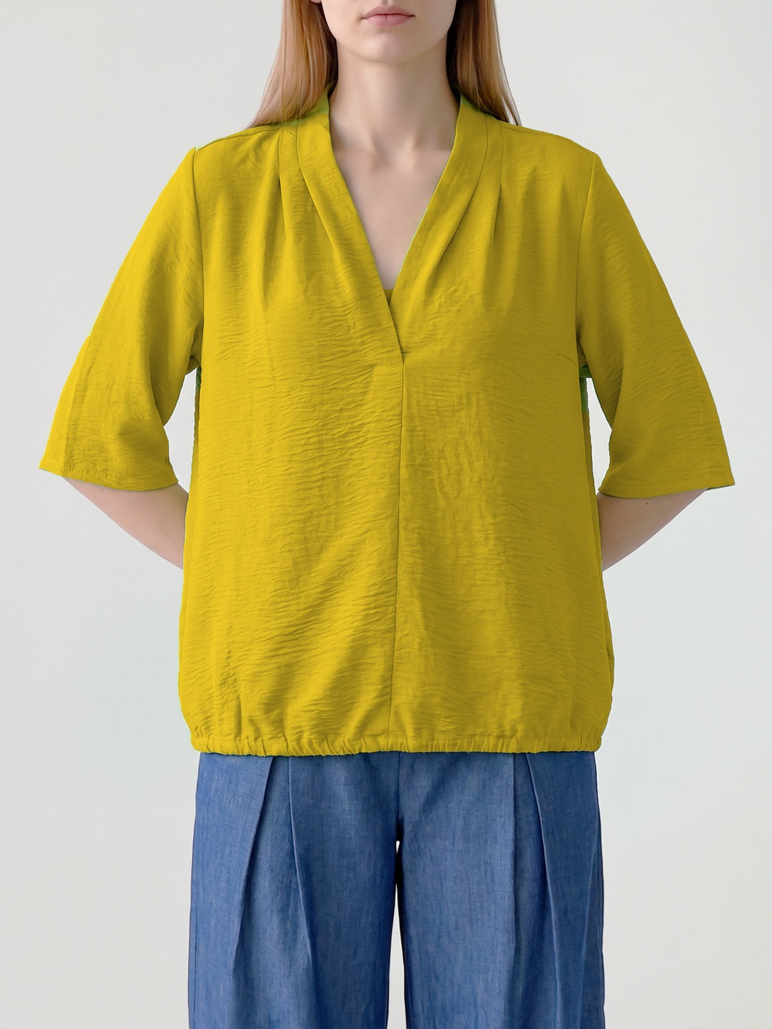 Blusa Mujer Amanda Cuello Plisado Pistacho Ludovica