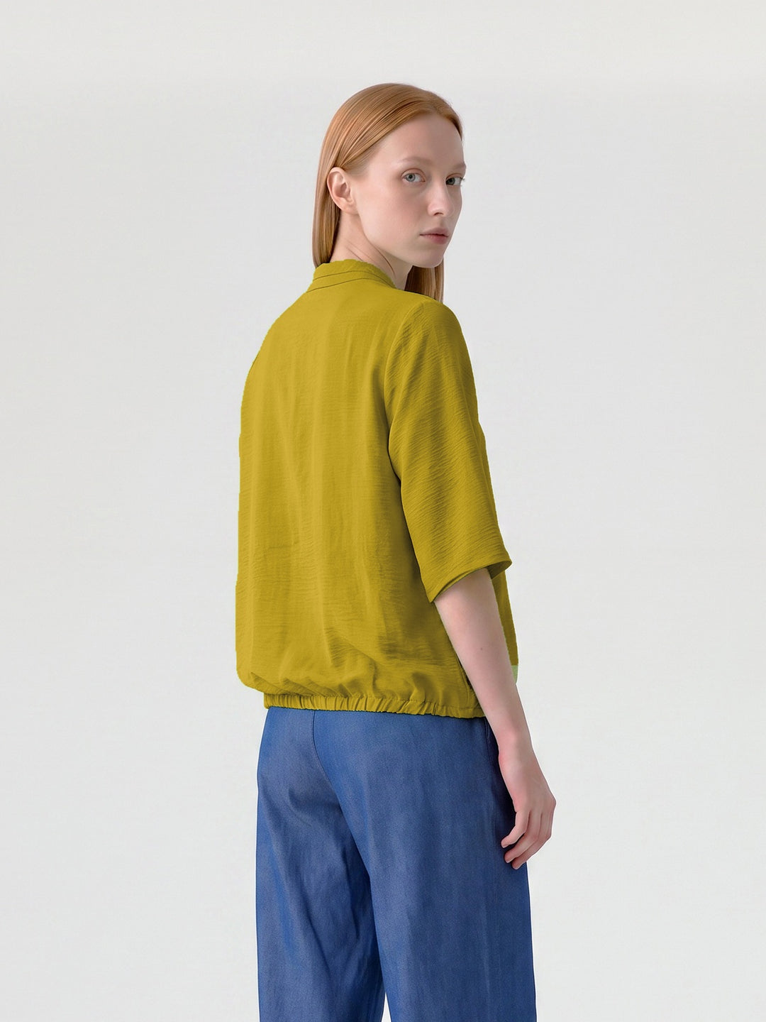 Blusa Mujer Amanda Cuello Plisado Pistacho Ludovica