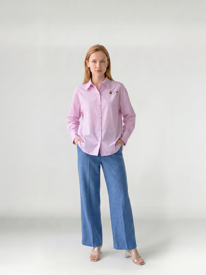 Blusa Mujer Elisa Satinada Rosa Ludovica