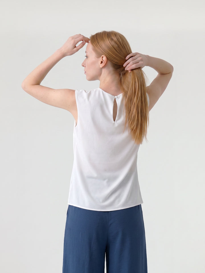 Blusa Mujer Bianca Cuello Drapeado Blanco Ludovica