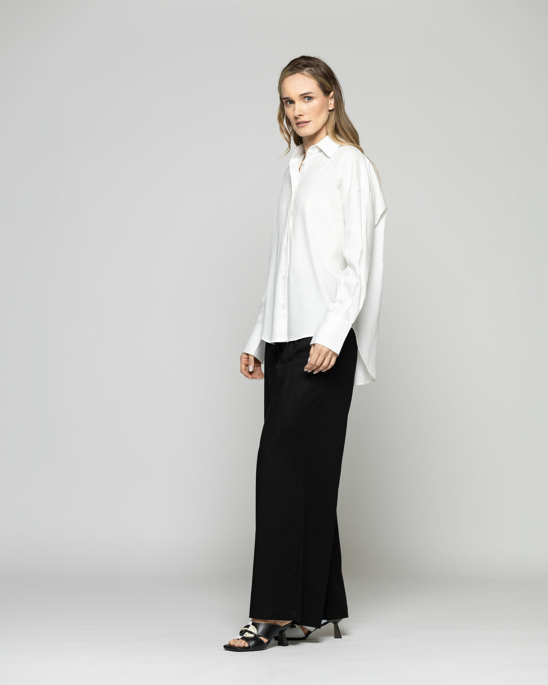 Blusa Mujer Deutzia Algodón Camisera Manga Larga Blanca Ludovica