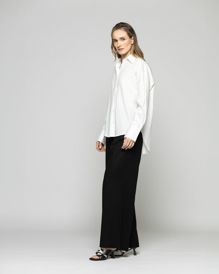 Blusa Mujer Deutzia Algodón Camisera Manga Larga Blanca Ludovica