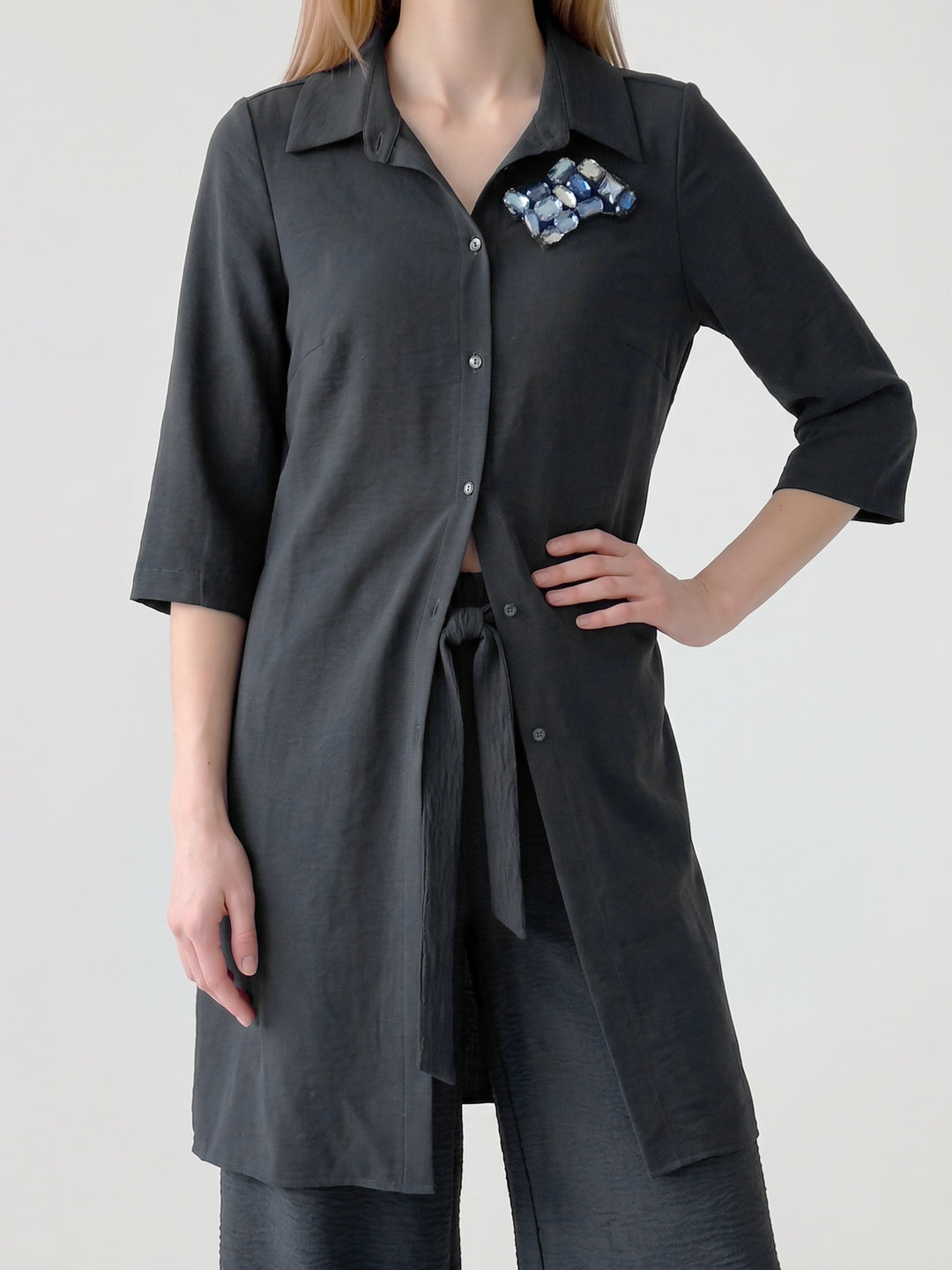 Blusa Mujer Paola Bordada Negro Ludovica