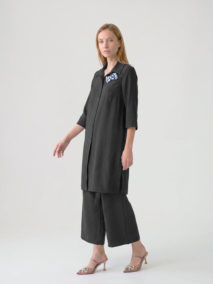 Blusa Mujer Paola Bordada Negro Ludovica