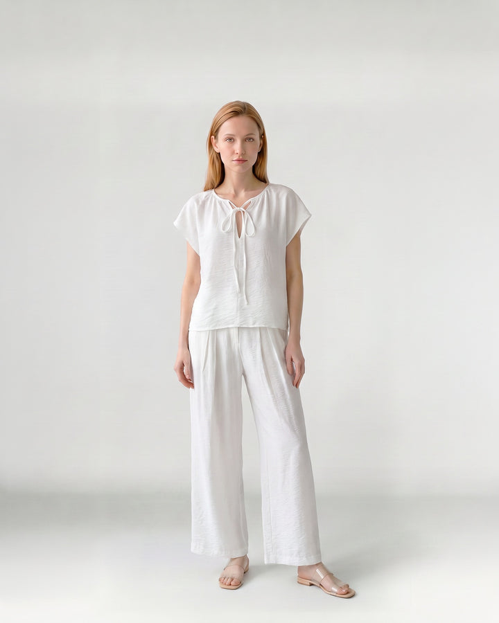 Blusa Mujer Diana Cuello Recogido Blanco Ludovica