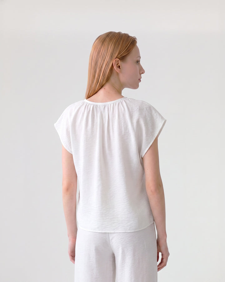 Blusa Mujer Diana Cuello Recogido Blanco Ludovica
