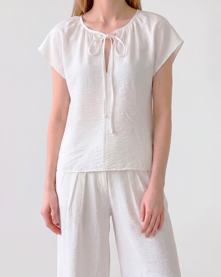 Blusa Mujer Diana Cuello Recogido Blanco Ludovica