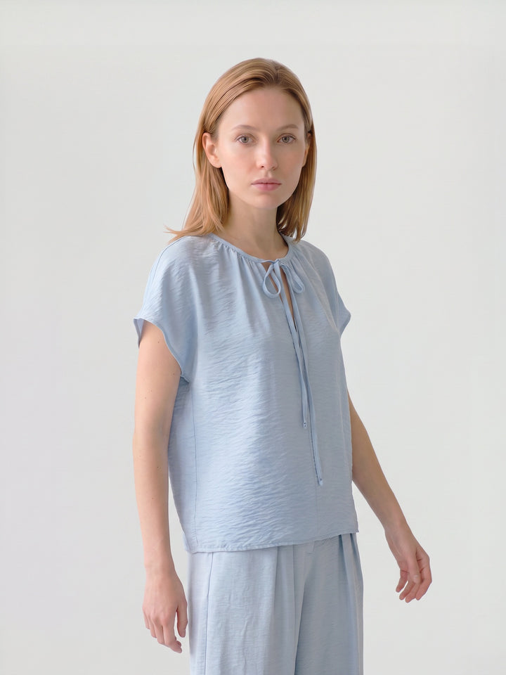 Blusa Mujer Diana Cuello Recogido Celeste Ludovica