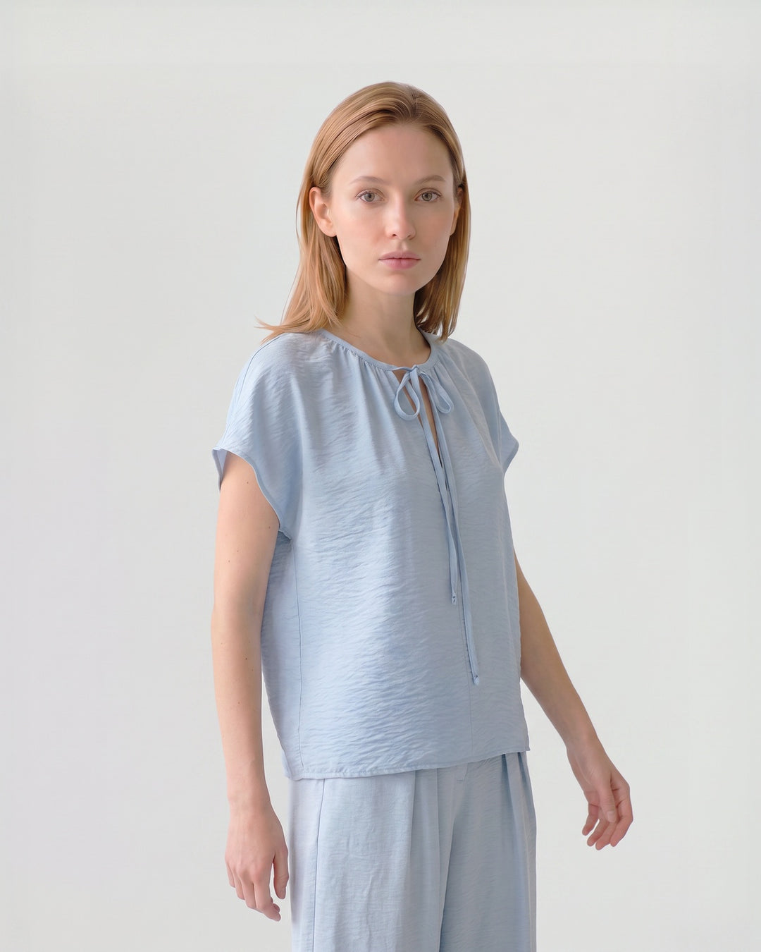 Blusa Mujer Diana Cuello Recogido Celeste Ludovica