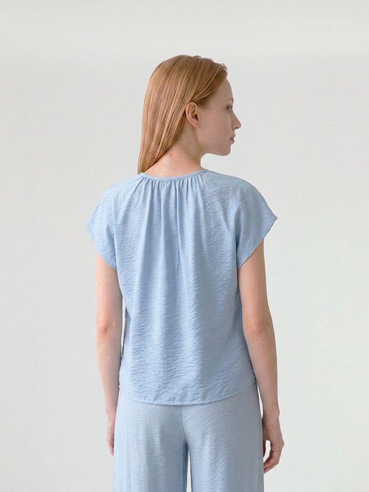 Blusa Mujer Diana Cuello Recogido Celeste Ludovica