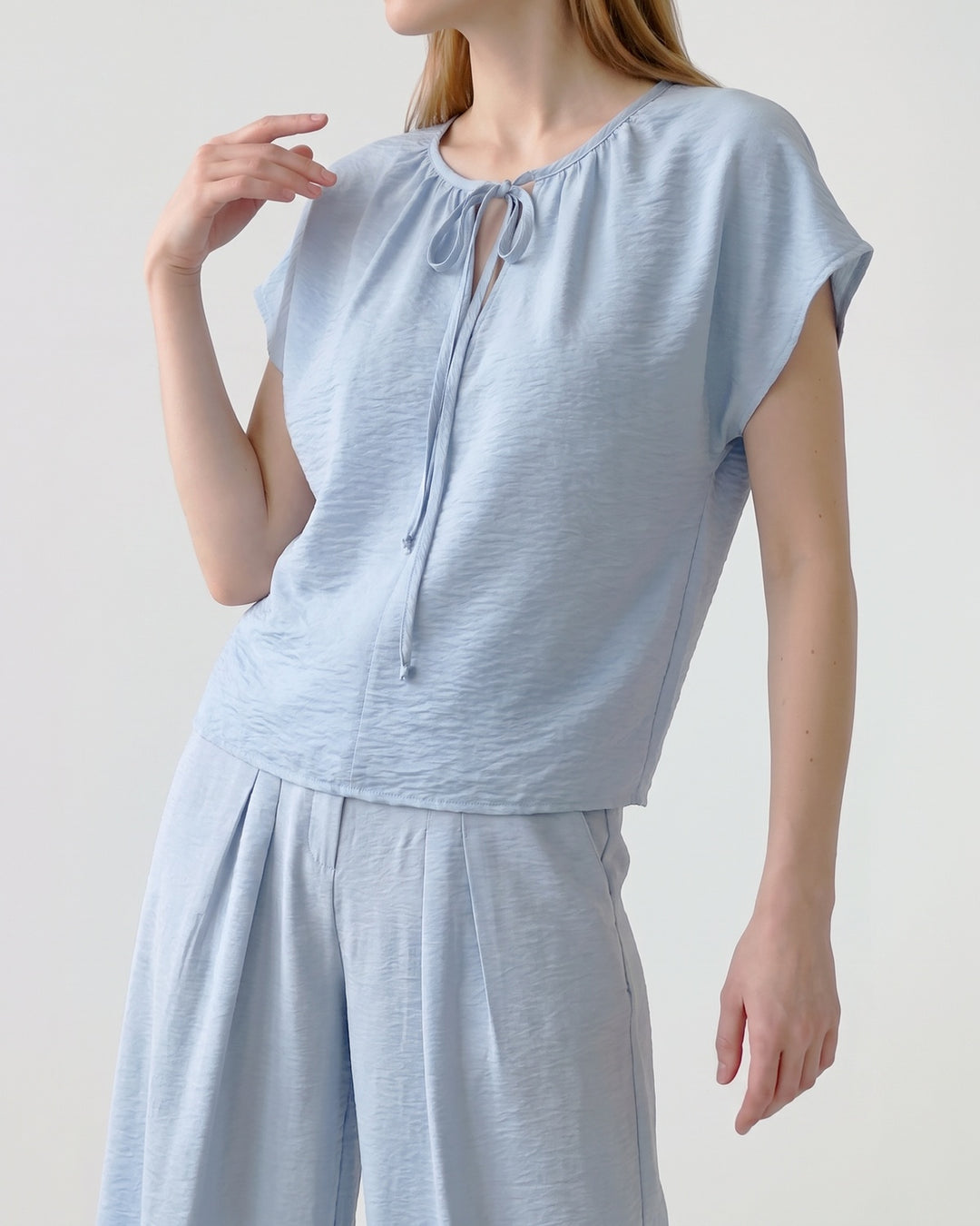 Blusa Mujer Diana Cuello Recogido Celeste Ludovica