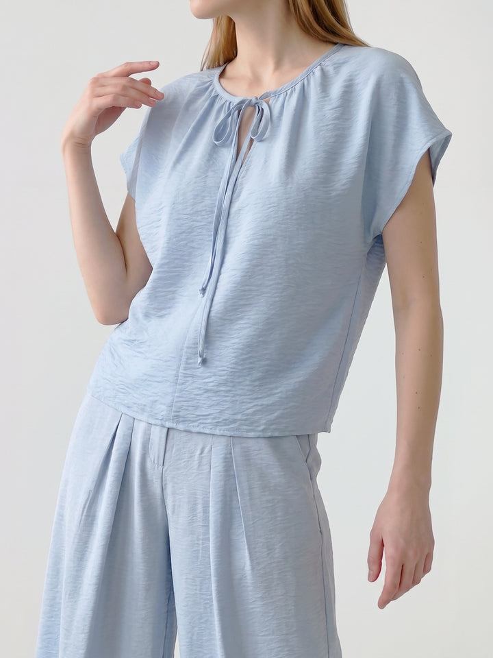 Blusa Mujer Diana Cuello Recogido Celeste Ludovica