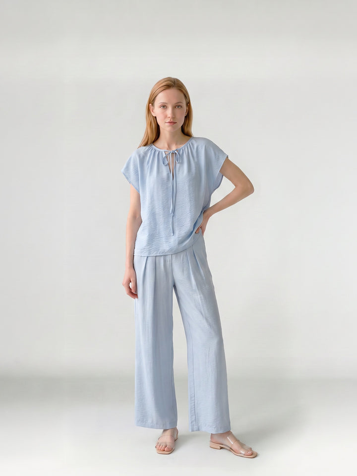 Blusa Mujer Diana Cuello Recogido Celeste Ludovica
