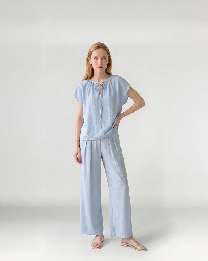 Blusa Mujer Diana Cuello Recogido Celeste Ludovica